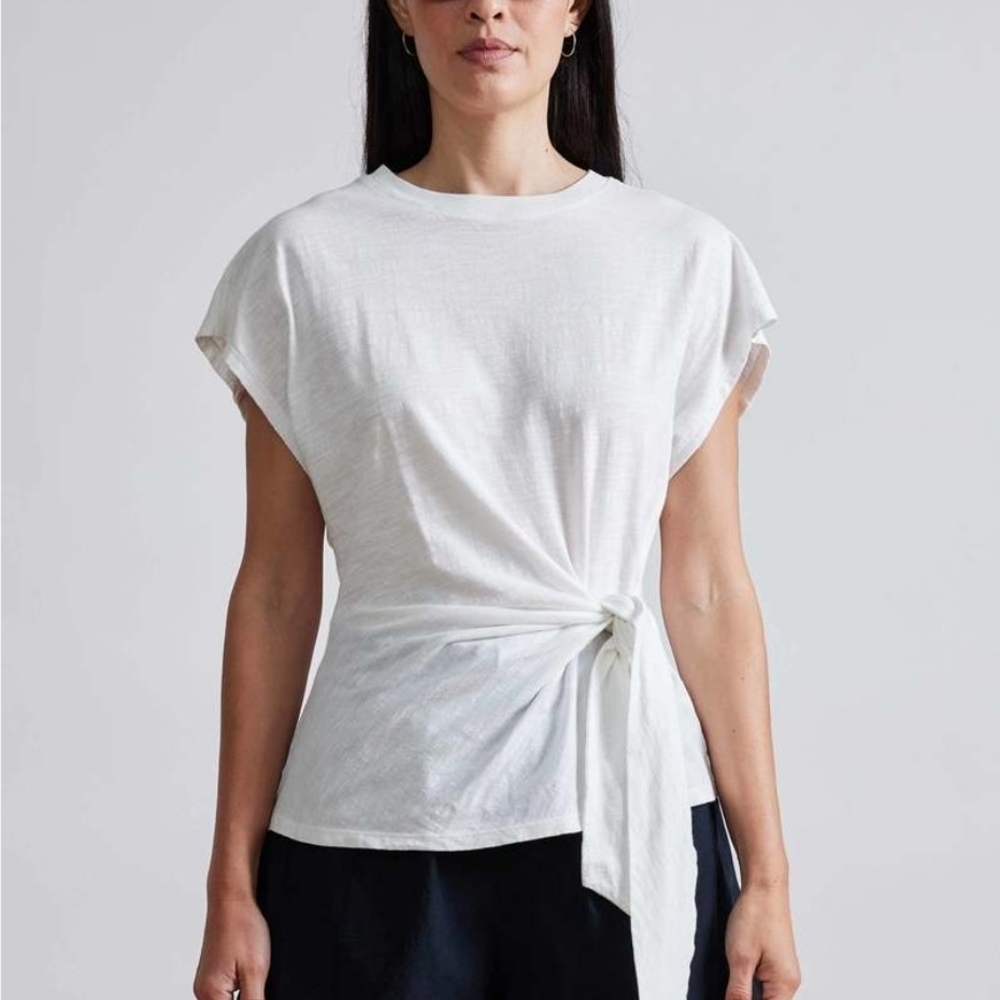 The A Piece Apart Nina Cinched Top in white, size large (Retail $175)